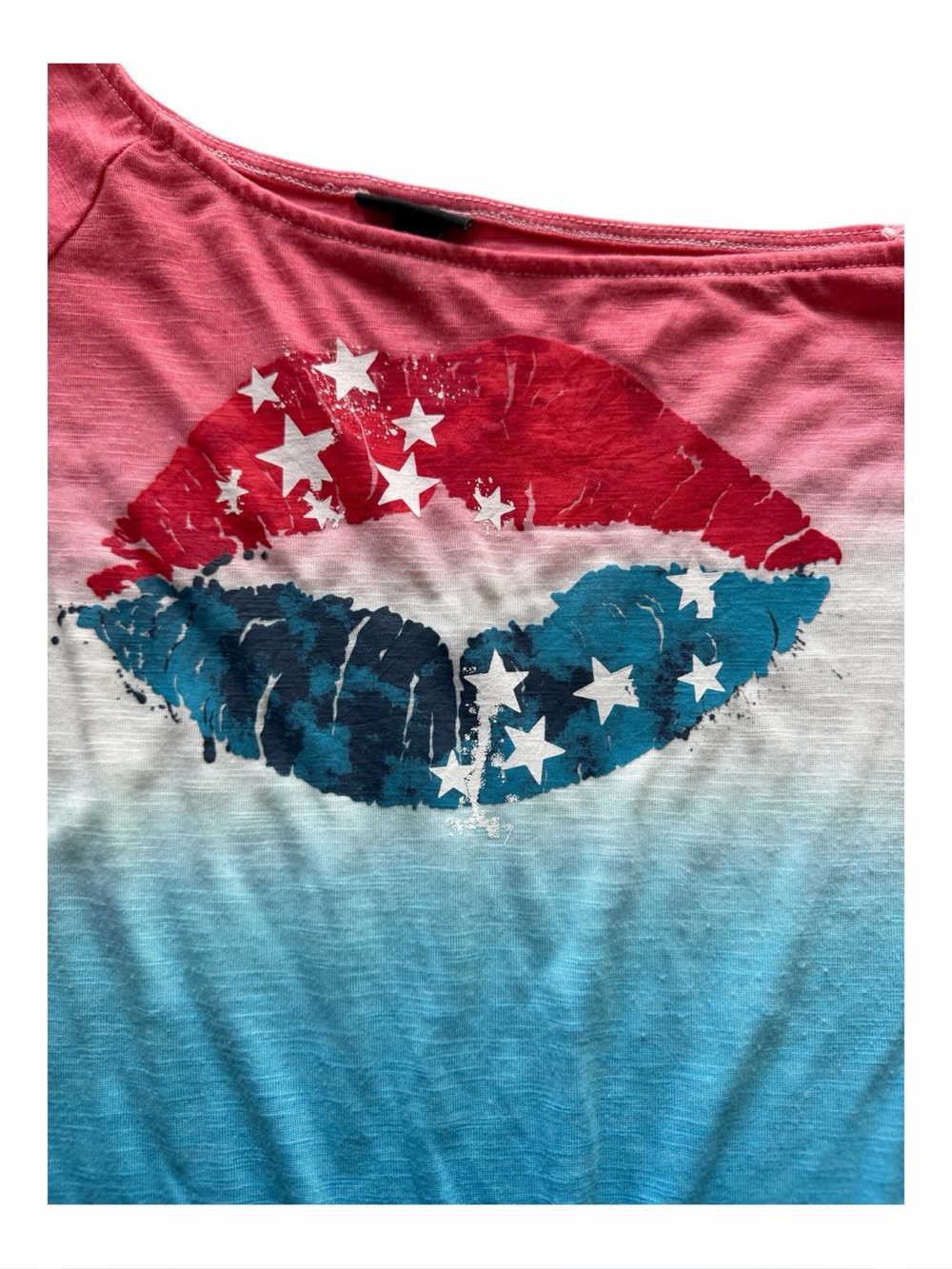 Torrid Women’s Patriotic Lips Graphic Slouchy Short Sleeve T-Shirt Torrid Size 1 - Picture 11 of 15